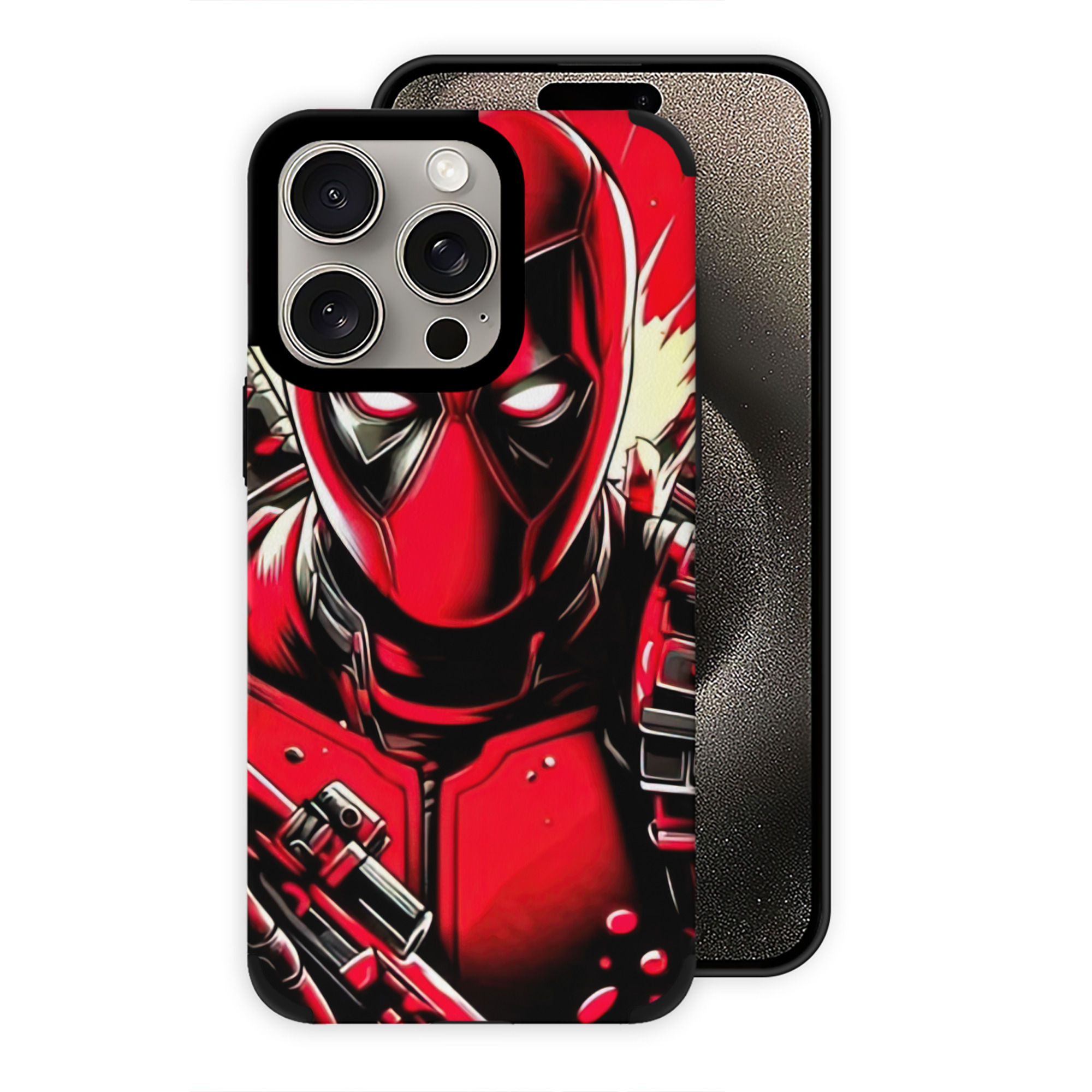 （画像用） Deadpool デッドプール 【iPhone15ProMax対応】 PUレザー スマホケース 耐衝撃＆黄変防止