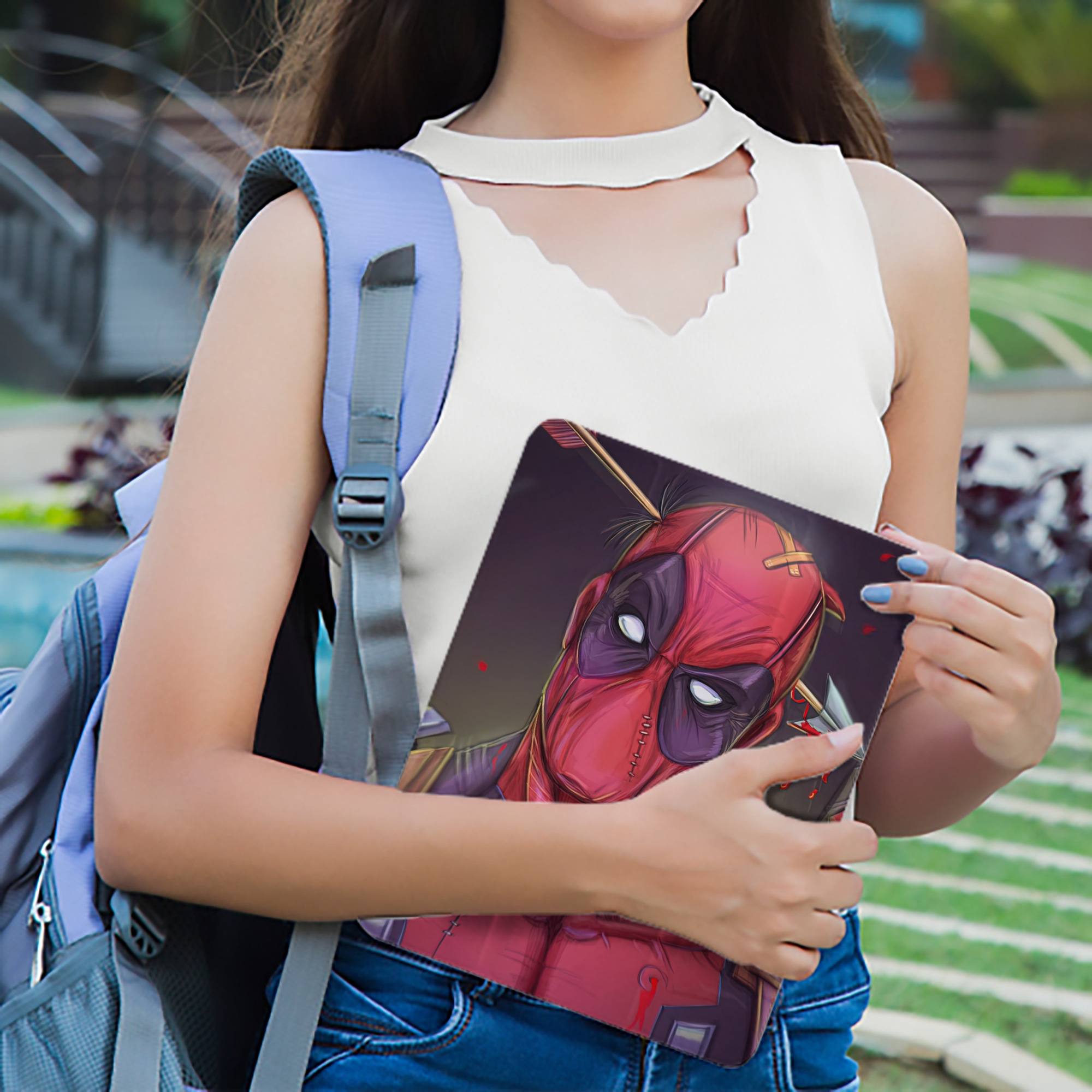 Deadpool デッドプール IPad ケース ペン収納付き 三つ折りスタンド PUレザー×シリコン 対応機種9.5/10.5/10.9インチ