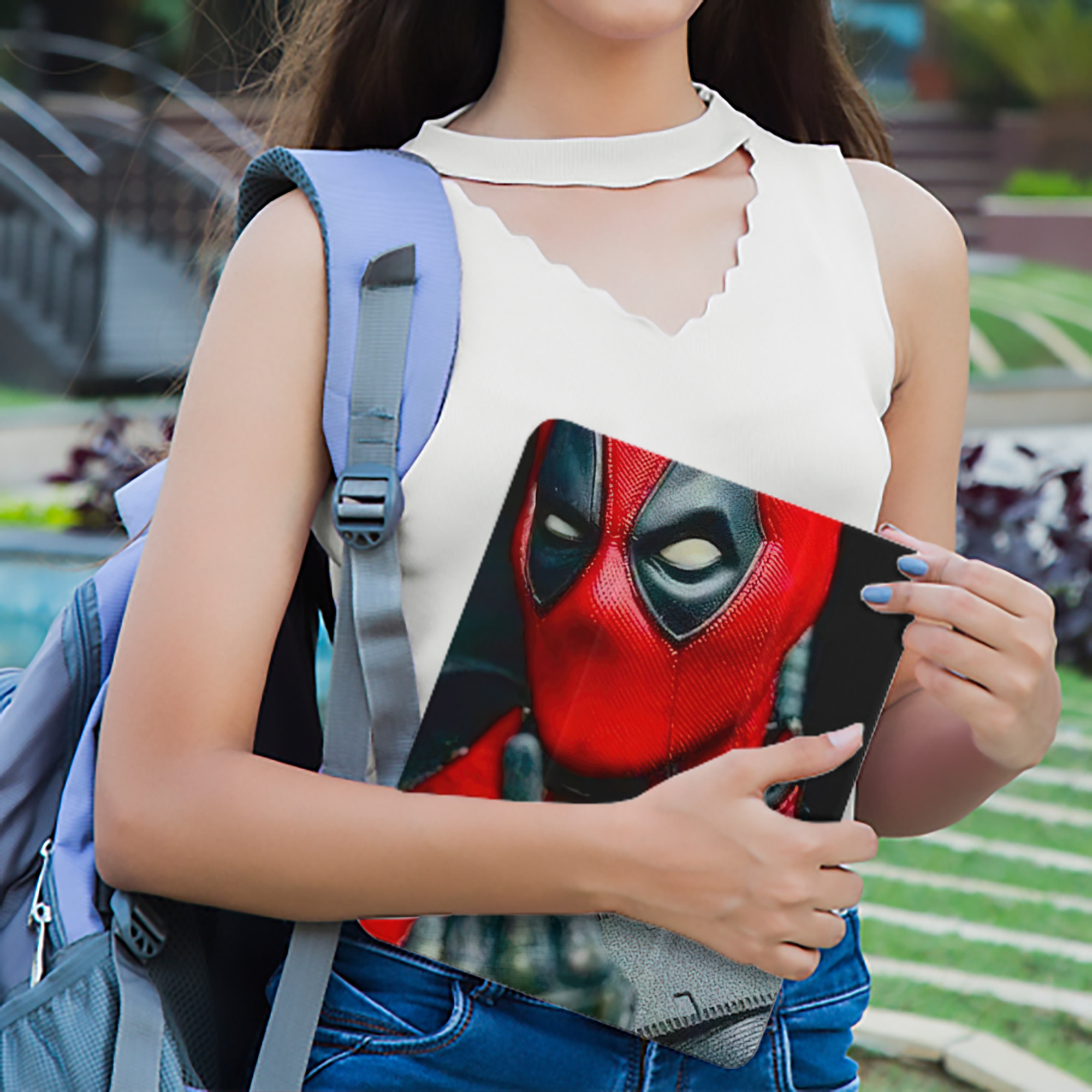 Deadpool デッドプール IPad ケース ペン収納付き 三つ折りスタンド PUレザー×シリコン 対応機種9.5/10.5/10.9インチ