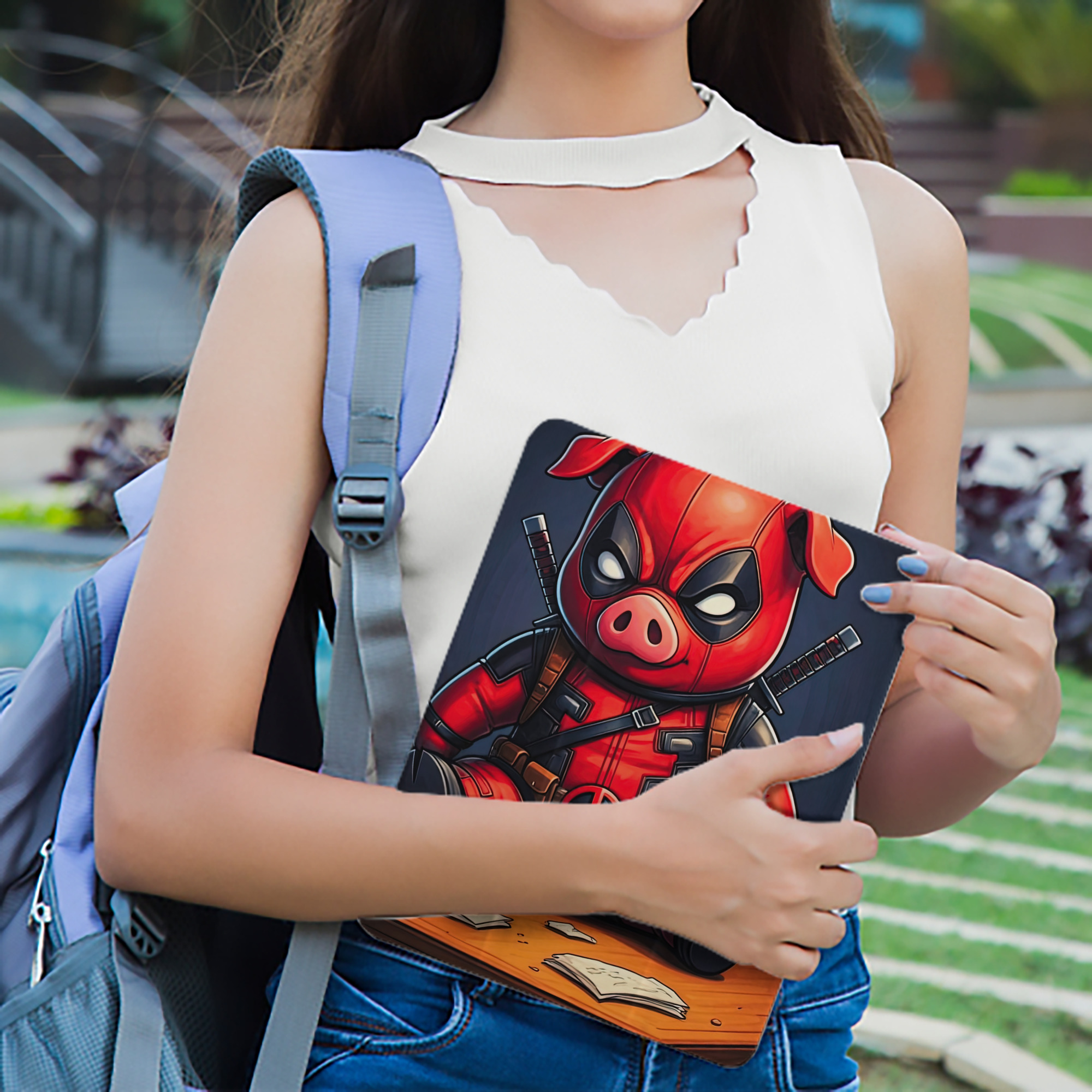 Deadpool デッドプール IPad ケース ペン収納付き 三つ折りスタンド PUレザー×シリコン 対応機種9.5/10.5/10.9インチ
