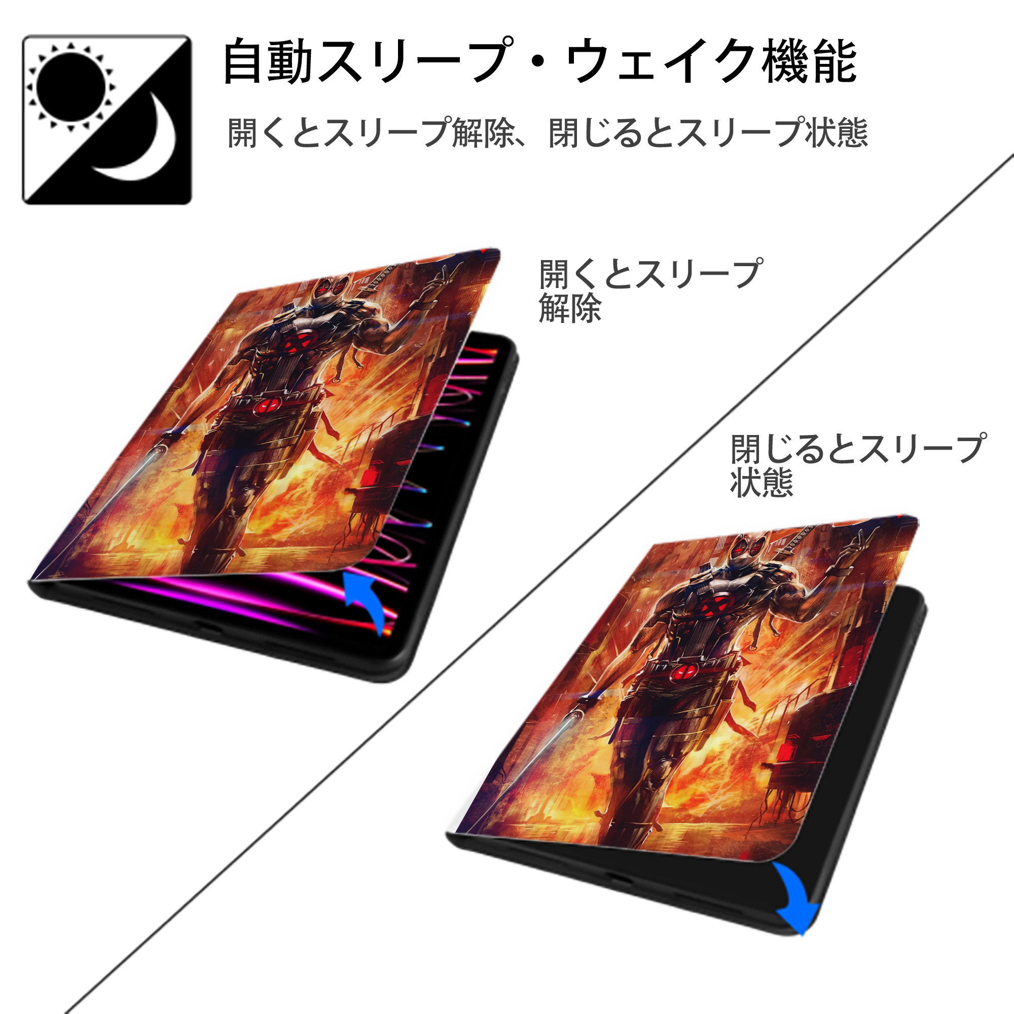 Deadpool デッドプール IPad ケース ペン収納付き 三つ折りスタンド PUレザー×シリコン 対応機種9.5/10.5/10.9インチ