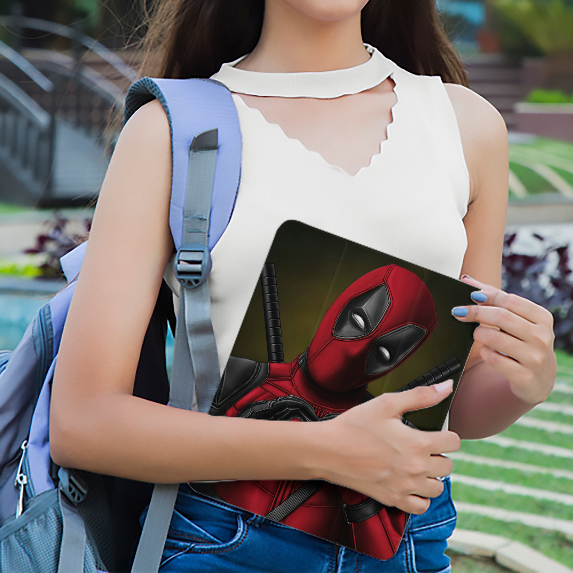 Deadpool デッドプール IPad ケース ペン収納付き 三つ折りスタンド PUレザー×シリコン 対応機種9.5/10.5/10.9インチ