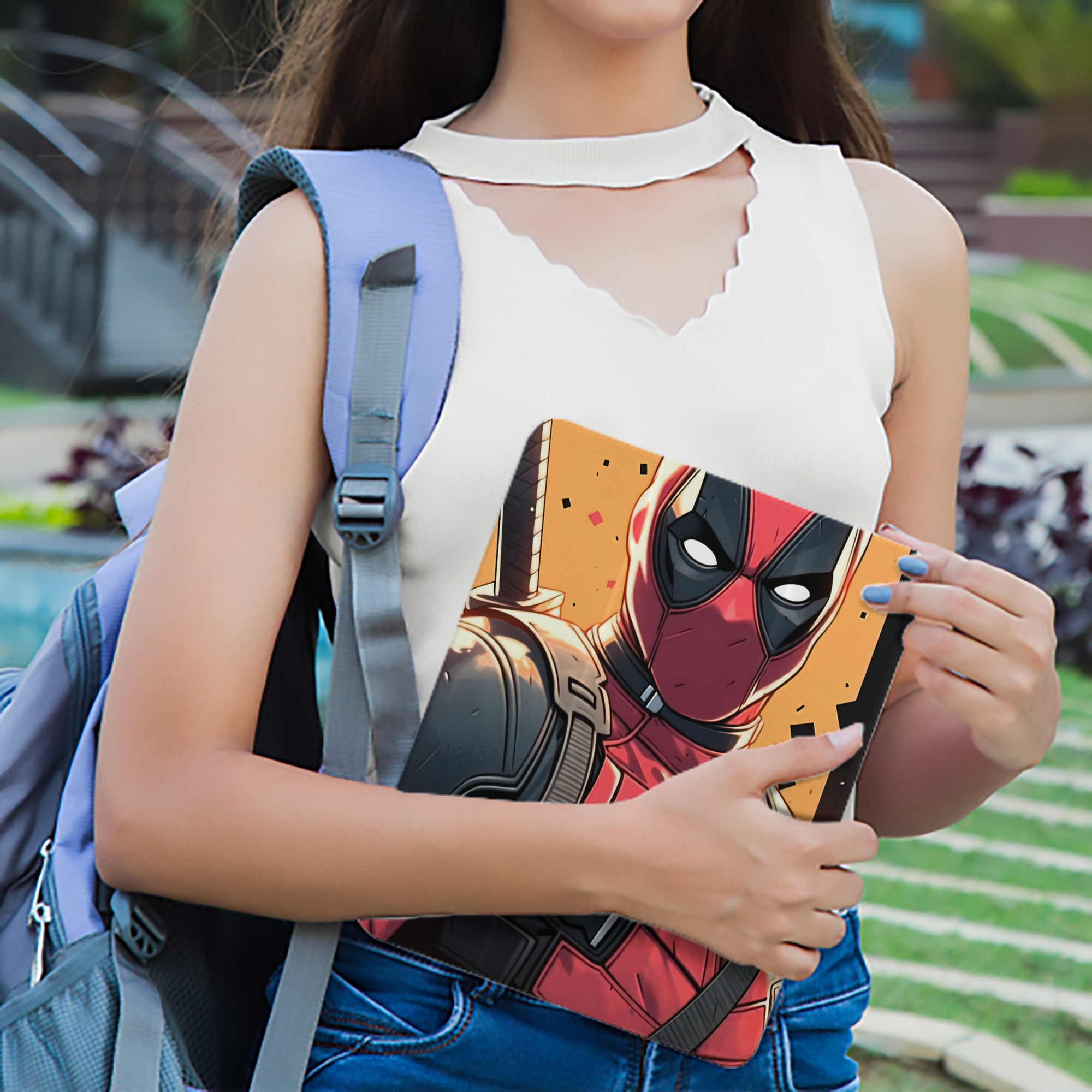 Deadpool デッドプール IPad ケース ペン収納付き 三つ折りスタンド PUレザー×シリコン 対応機種9.5/10.5/10.9インチ