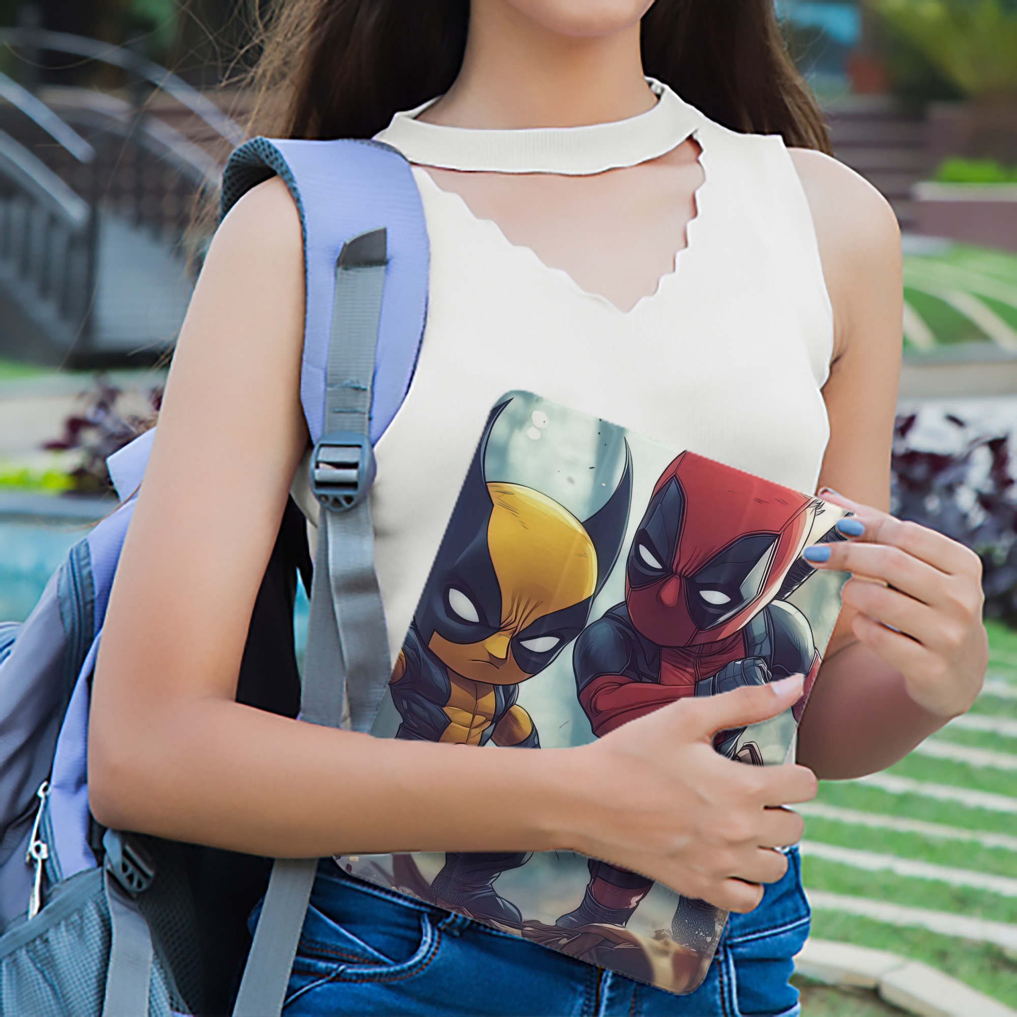 Deadpool デッドプール IPad ケース ペン収納付き 三つ折りスタンド PUレザー×シリコン 対応機種9.5/10.5/10.9インチ
