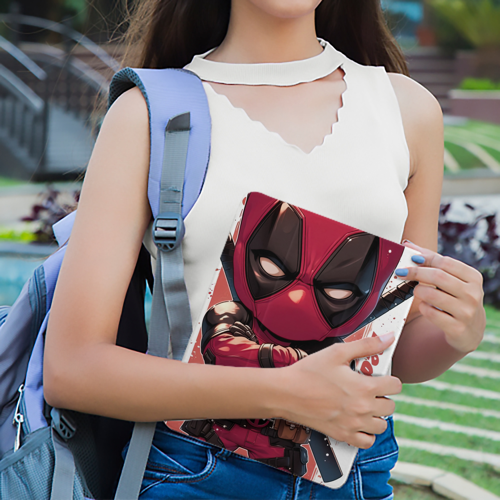 Deadpool デッドプール IPad ケース ペン収納付き 三つ折りスタンド PUレザー×シリコン 対応機種9.5/10.5/10.9インチ