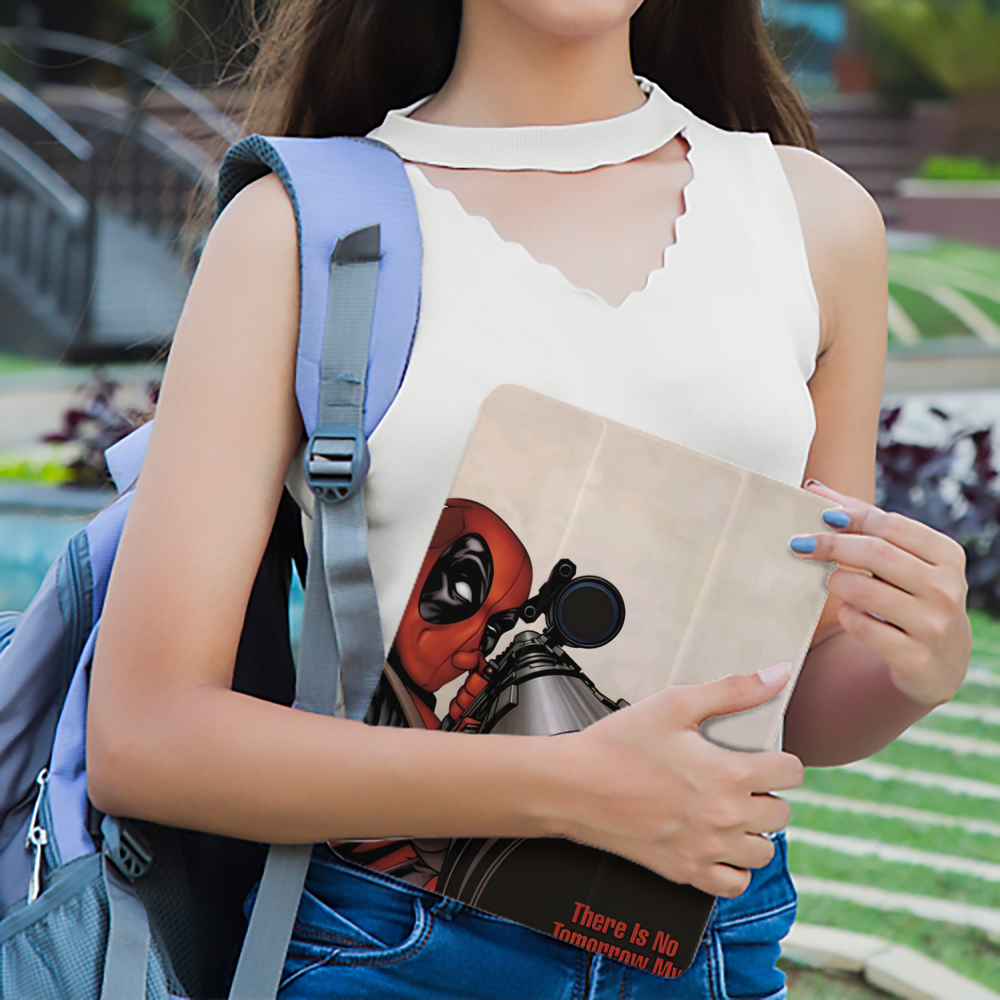 Deadpool デッドプール IPad ケース ペン収納付き 三つ折りスタンド PUレザー×シリコン 対応機種9.5/10.5/10.9インチ
