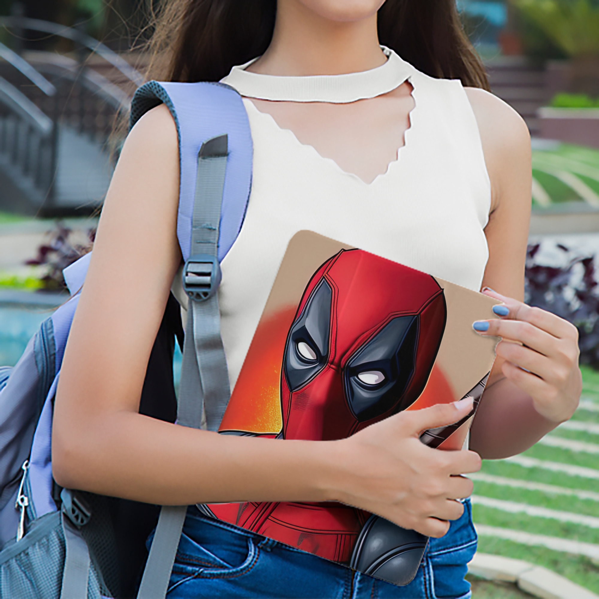 Deadpool デッドプール IPad ケース ペン収納付き 三つ折りスタンド PUレザー×シリコン 対応機種9.5/10.5/10.9インチ