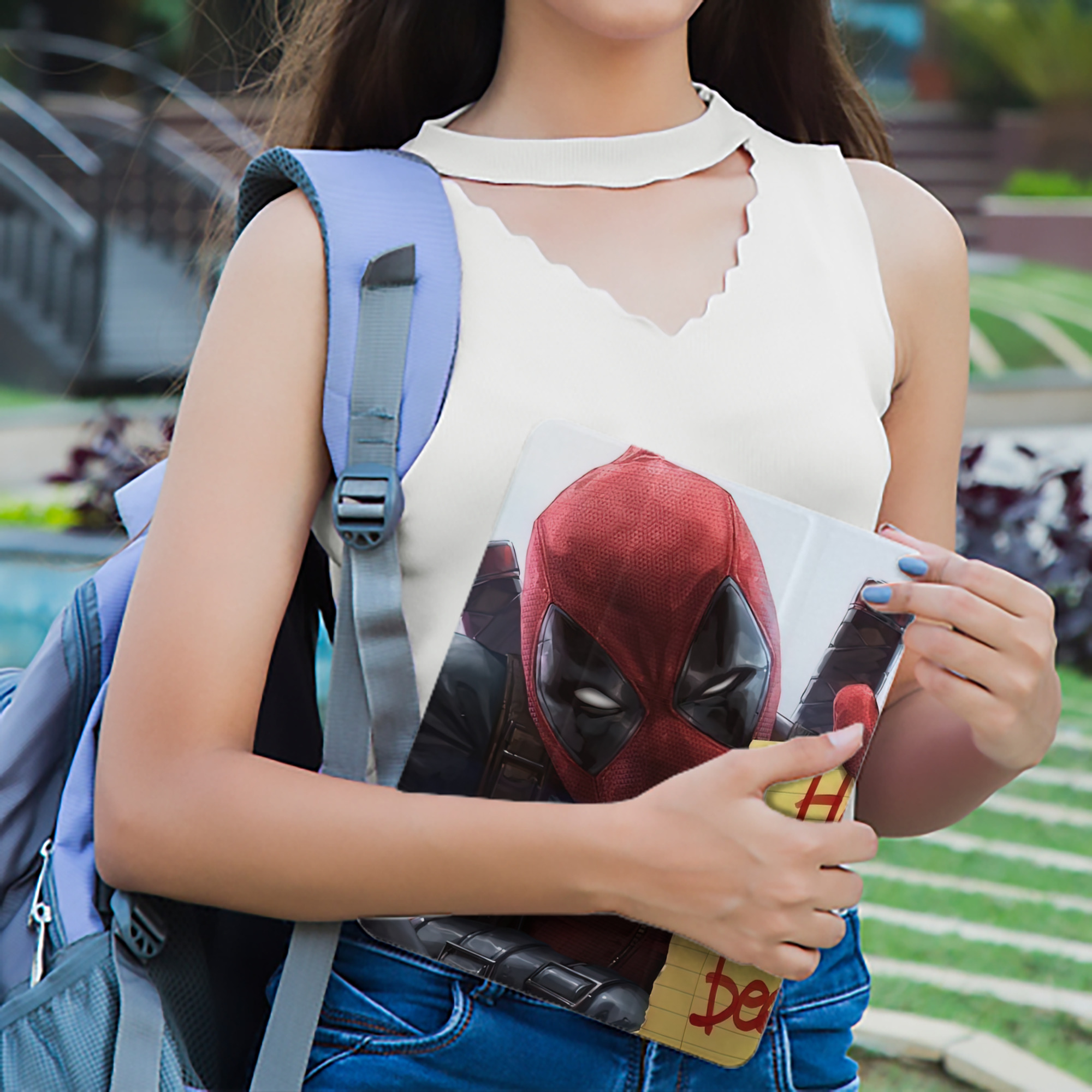 Deadpool デッドプール IPad ケース ペン収納付き 三つ折りスタンド PUレザー×シリコン 対応機種9.5/10.5/10.9インチ