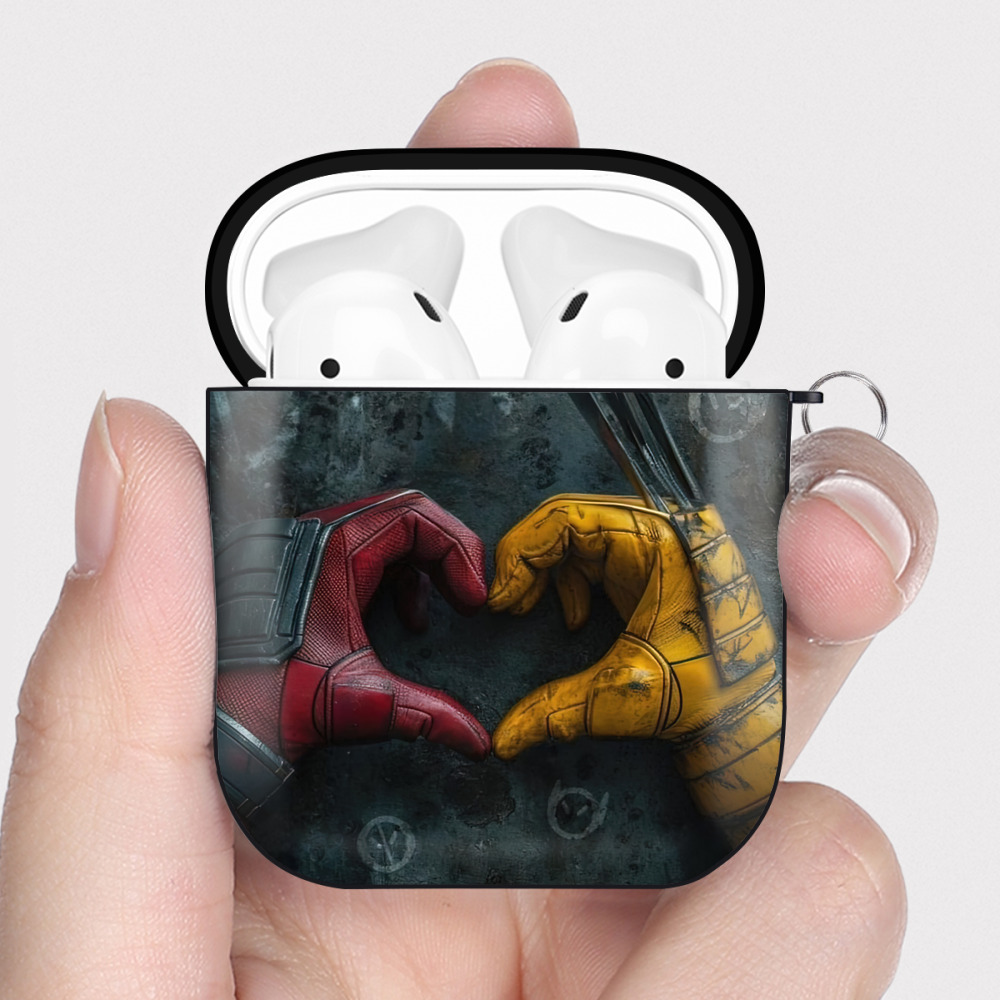 （画像用） Deadpool デッドプール AirPods 第2世代保護ケース ハードシェル ブラック 耐衝撃・防指紋・カラビナ付き