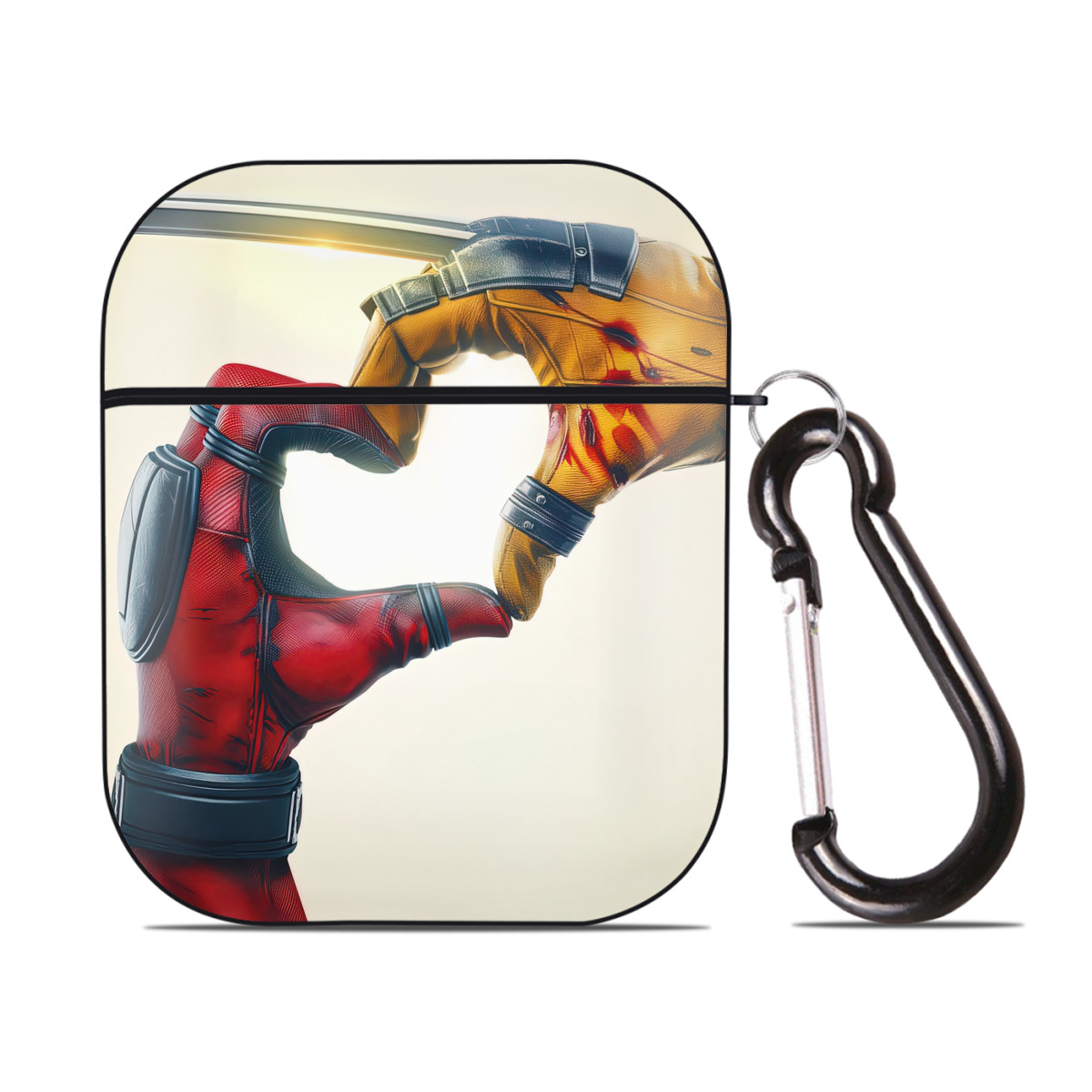 （画像用） Deadpool デッドプール AirPods 第2世代保護ケース ハードシェル ブラック 耐衝撃・防指紋・カラビナ付き