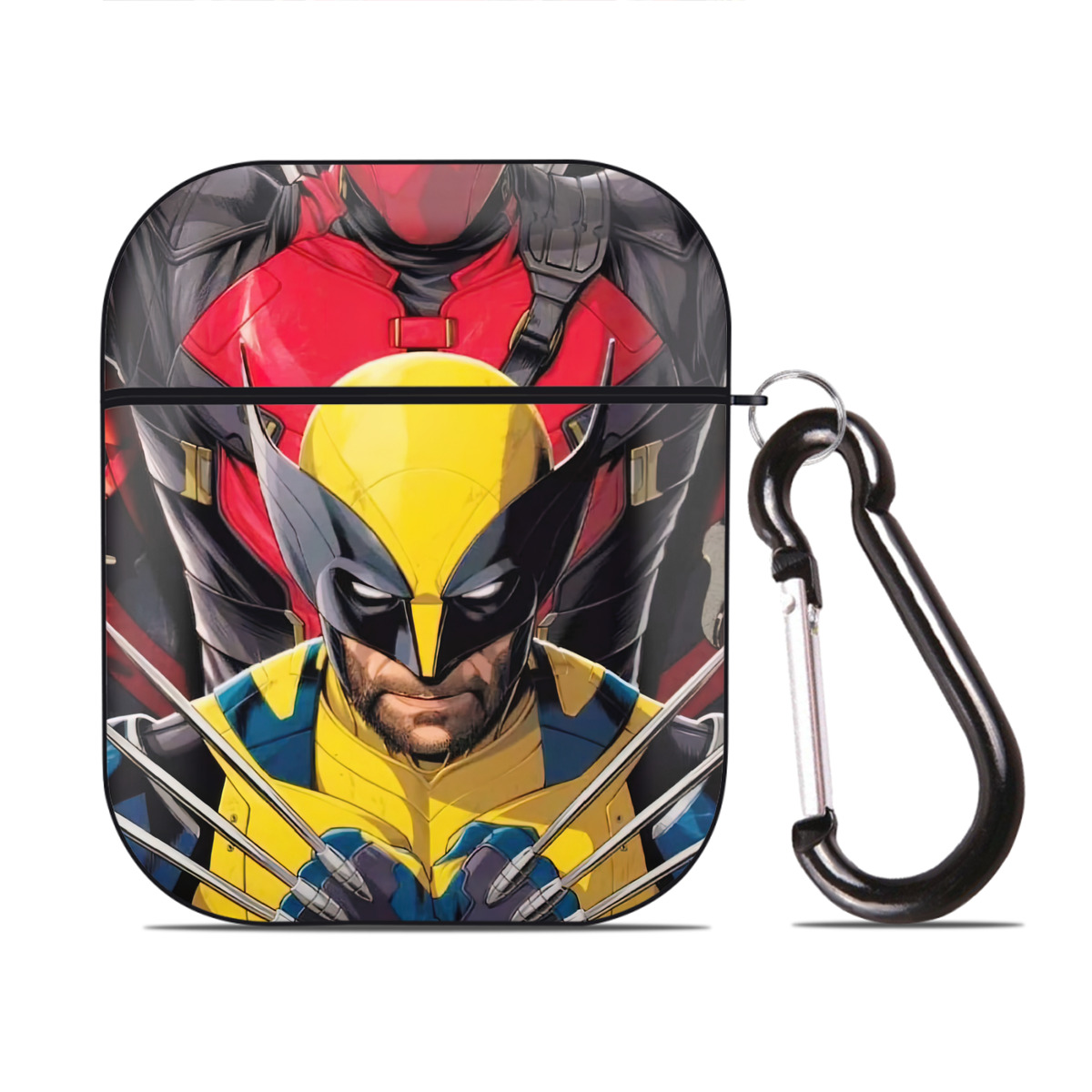 （画像用） Deadpool デッドプール AirPods 第2世代保護ケース ハードシェル ブラック 耐衝撃・防指紋・カラビナ付き