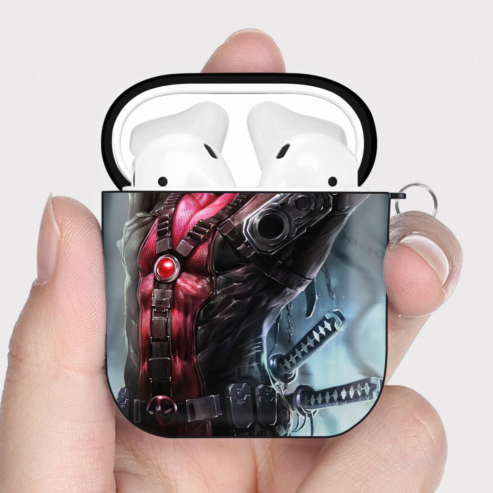 （画像用） Deadpool デッドプール AirPods 第2世代保護ケース ハードシェル ブラック 耐衝撃・防指紋・カラビナ付き