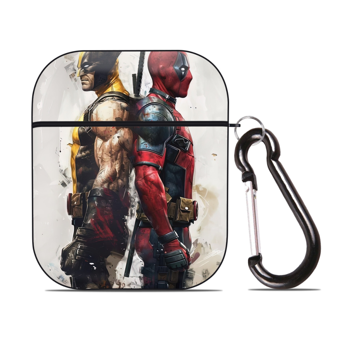 （画像用） Deadpool デッドプール AirPods 第2世代保護ケース ハードシェル ブラック 耐衝撃・防指紋・カラビナ付き