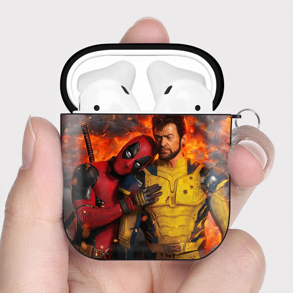 （画像用） Deadpool デッドプール AirPods 第2世代保護ケース ハードシェル ブラック 耐衝撃・防指紋・カラビナ付き