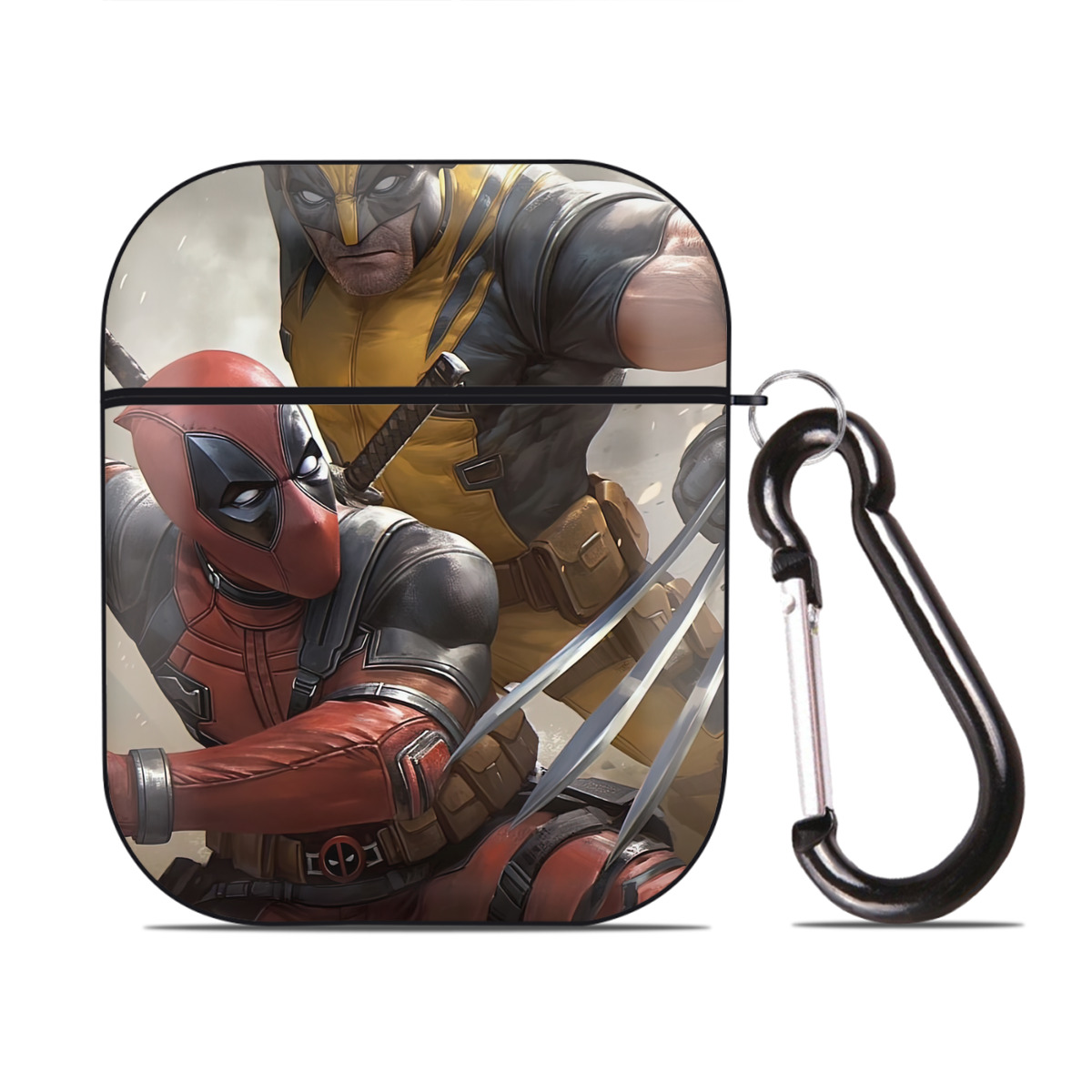 （画像用） Deadpool デッドプール AirPods 第2世代保護ケース ハードシェル ブラック 耐衝撃・防指紋・カラビナ付き
