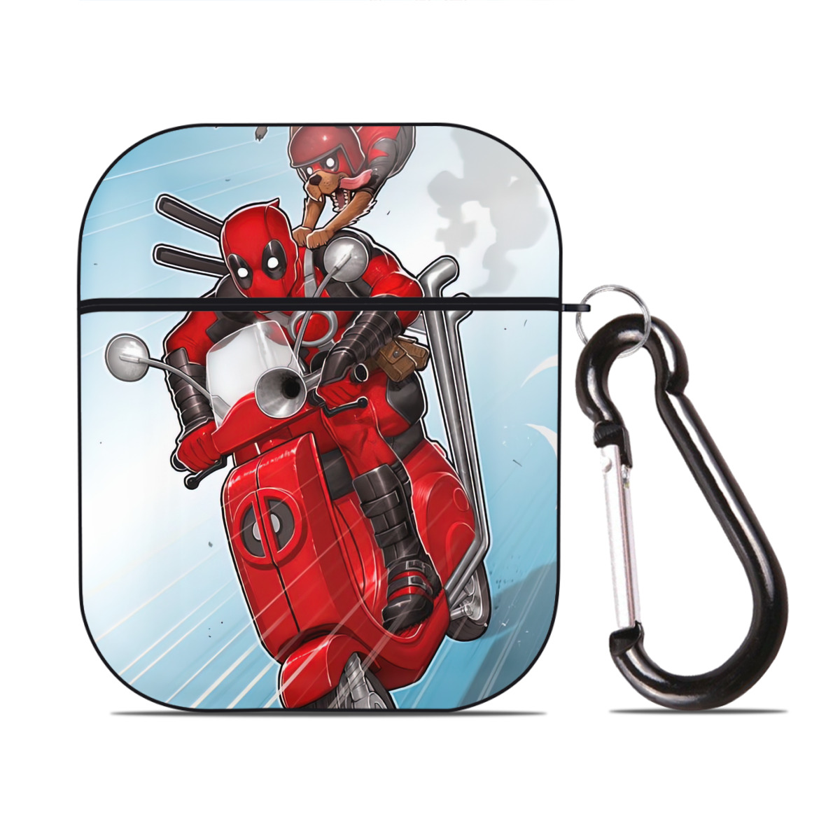（画像用） Deadpool デッドプール AirPods 第2世代保護ケース ハードシェル ブラック 耐衝撃・防指紋・カラビナ付き