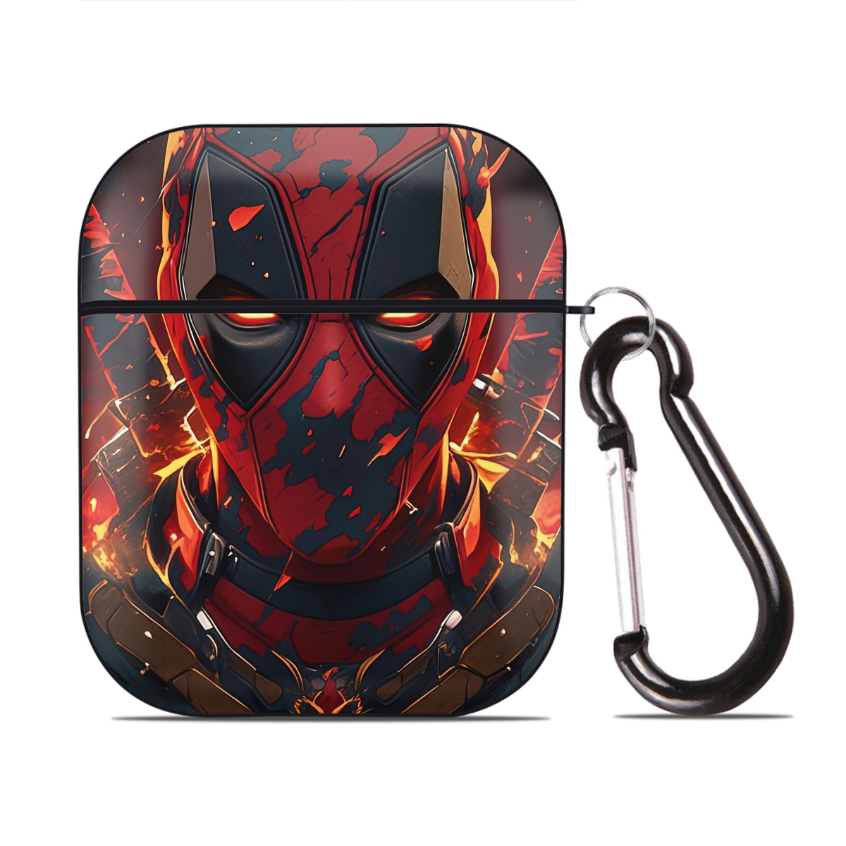 （画像用） Deadpool デッドプール AirPods 第2世代保護ケース ハードシェル ブラック 耐衝撃・防指紋・カラビナ付き