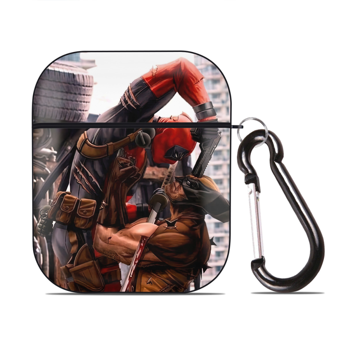 （画像用） Deadpool デッドプール AirPods 第2世代保護ケース ハードシェル ブラック 耐衝撃・防指紋・カラビナ付き