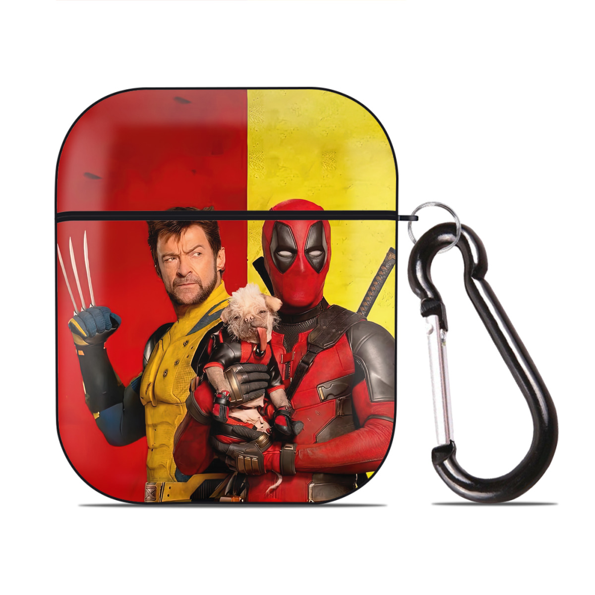 （画像用） Deadpool デッドプール AirPods 第2世代保護ケース ハードシェル ブラック 耐衝撃・防指紋・カラビナ付き