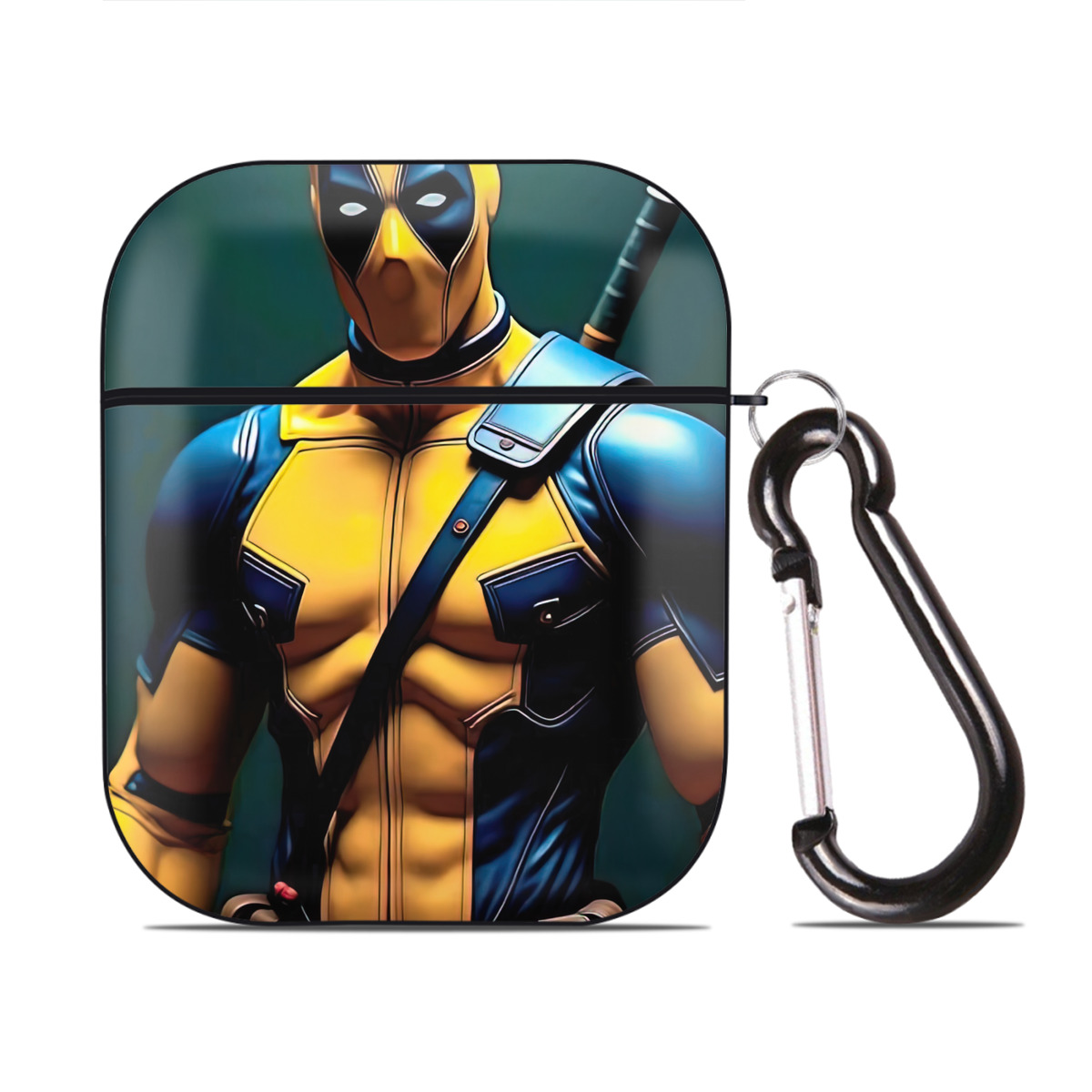 （画像用） Deadpool デッドプール AirPods 第2世代保護ケース ハードシェル ブラック 耐衝撃・防指紋・カラビナ付き