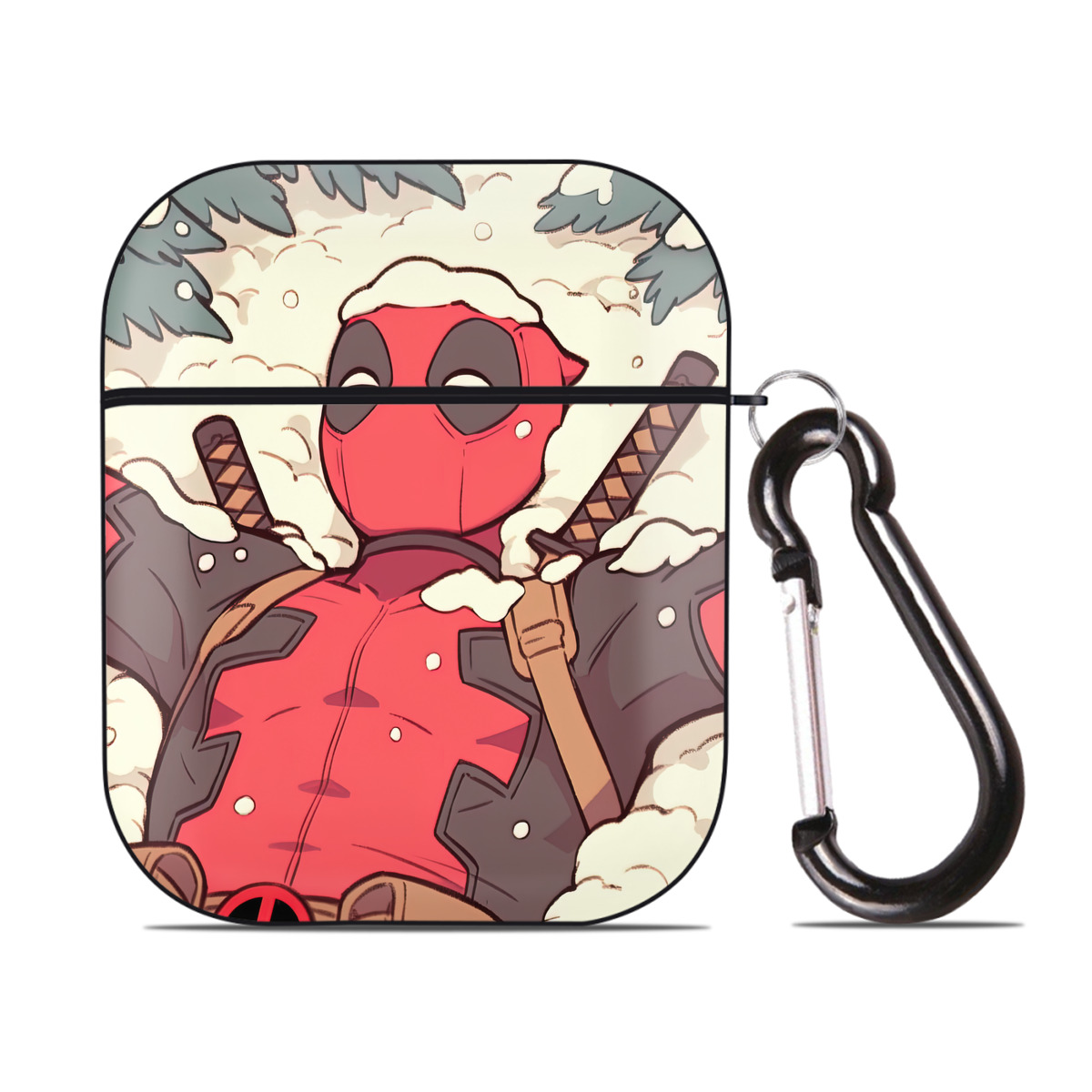 （画像用） Deadpool デッドプール AirPods 第2世代保護ケース ハードシェル ブラック 耐衝撃・防指紋・カラビナ付き