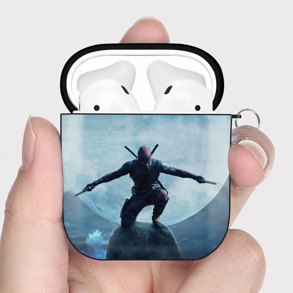 （画像用） Deadpool デッドプール AirPods 第2世代保護ケース ハードシェル ブラック 耐衝撃・防指紋・カラビナ付き