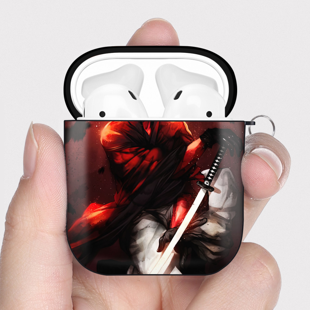 （画像用） Deadpool デッドプール AirPods 第2世代保護ケース ハードシェル ブラック 耐衝撃・防指紋・カラビナ付き