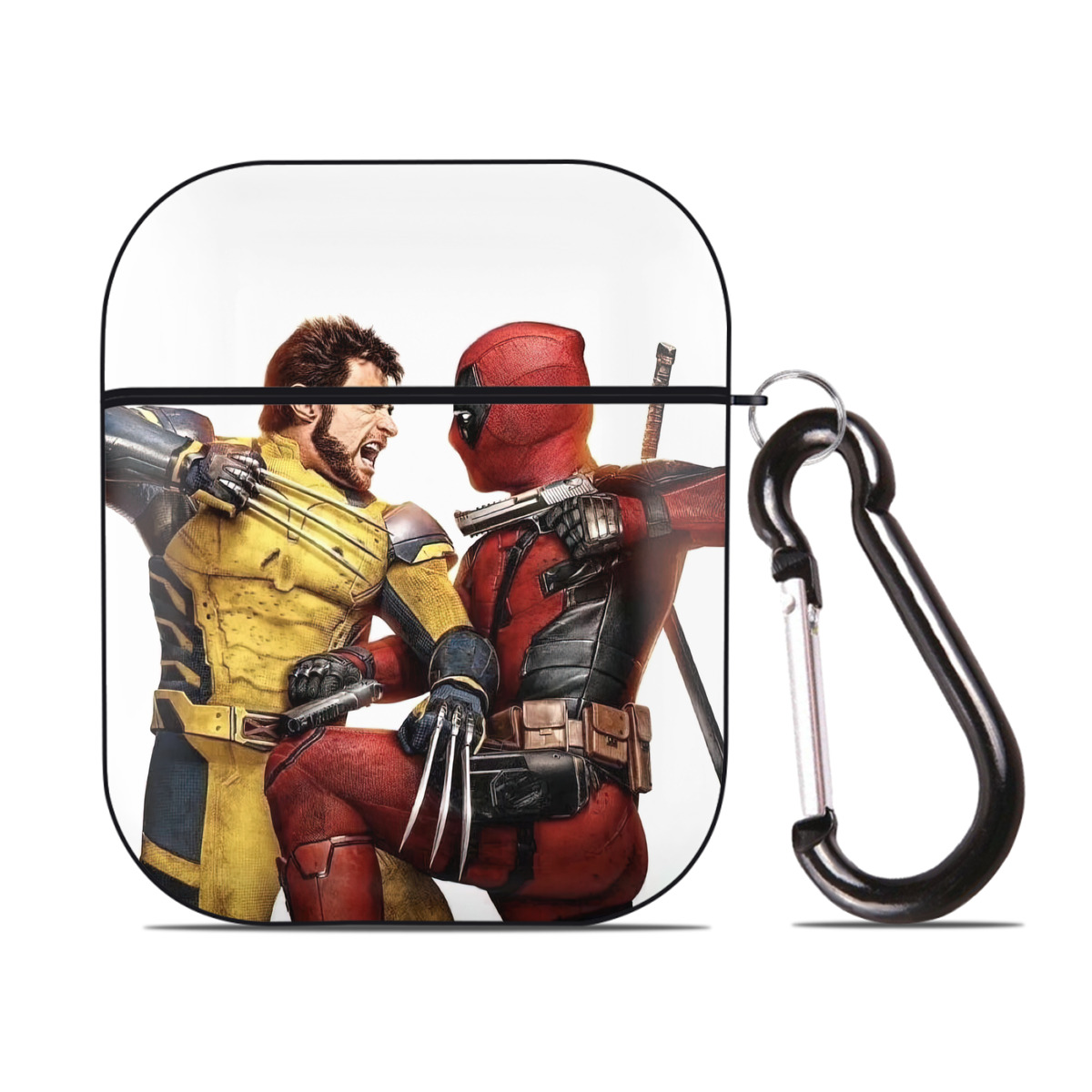 （画像用） Deadpool デッドプール AirPods 第2世代保護ケース ハードシェル ブラック 耐衝撃・防指紋・カラビナ付き