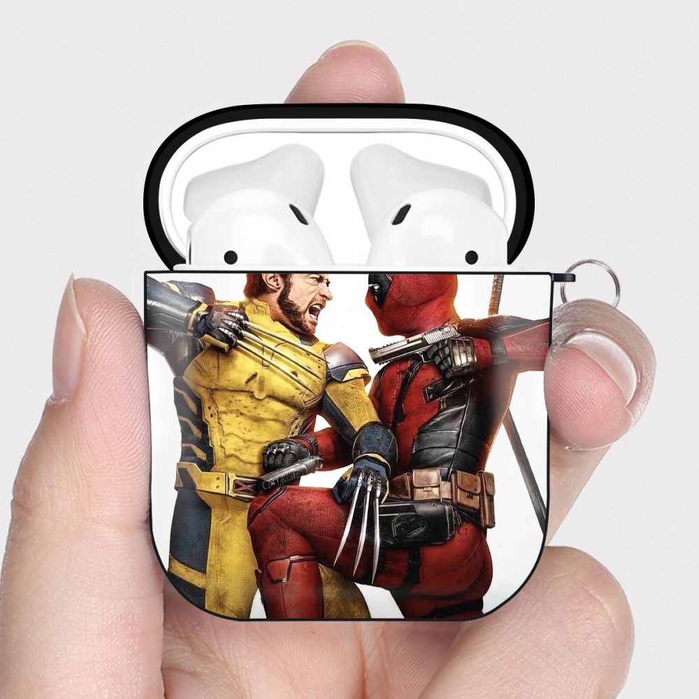 （画像用） Deadpool デッドプール AirPods 第2世代保護ケース ハードシェル ブラック 耐衝撃・防指紋・カラビナ付き