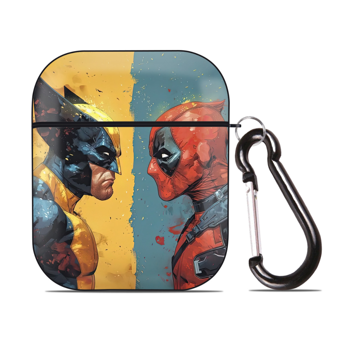 （画像用） Deadpool デッドプール AirPods 第2世代保護ケース ハードシェル ブラック 耐衝撃・防指紋・カラビナ付き
