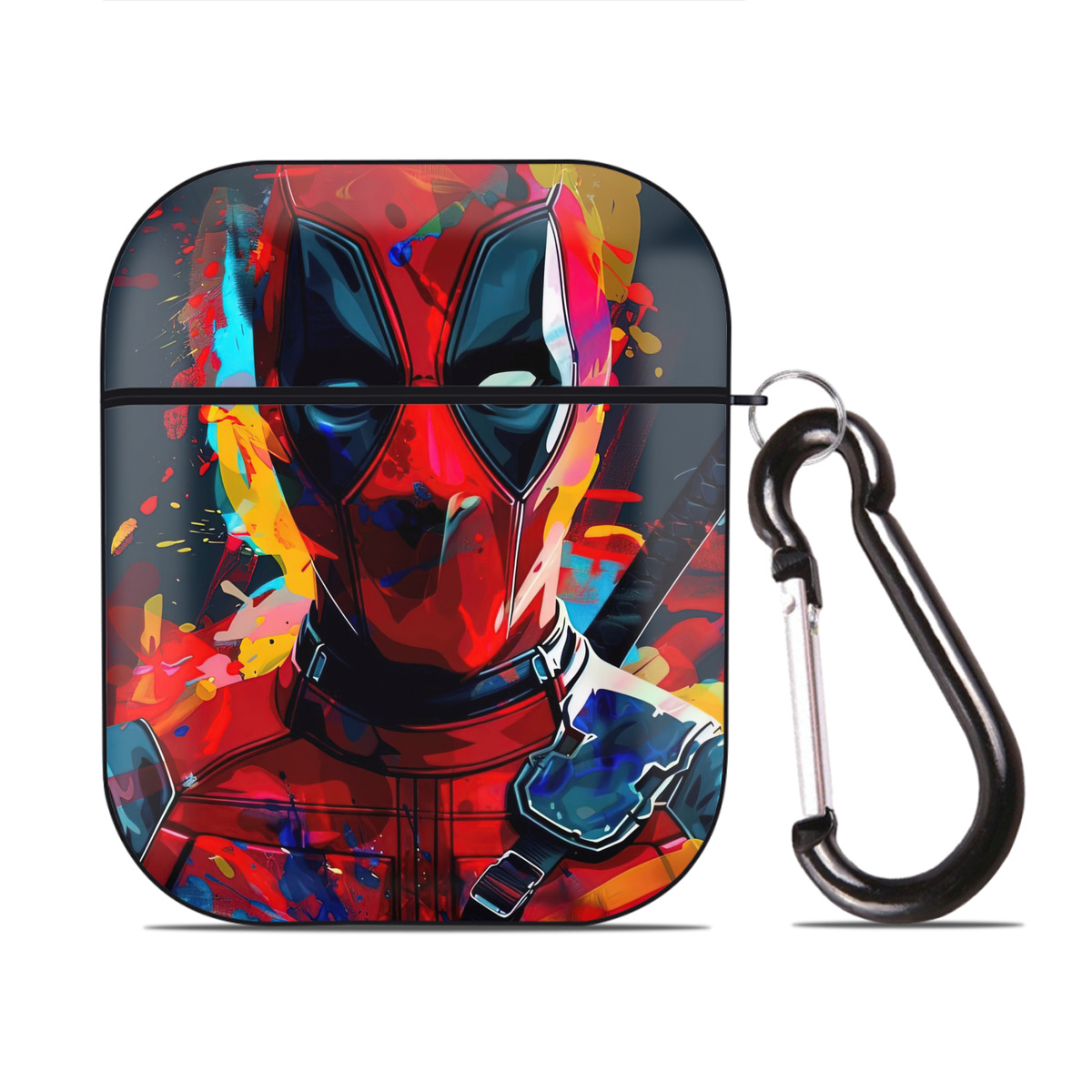 （画像用） Deadpool デッドプール AirPods 第2世代保護ケース ハードシェル ブラック 耐衝撃・防指紋・カラビナ付き