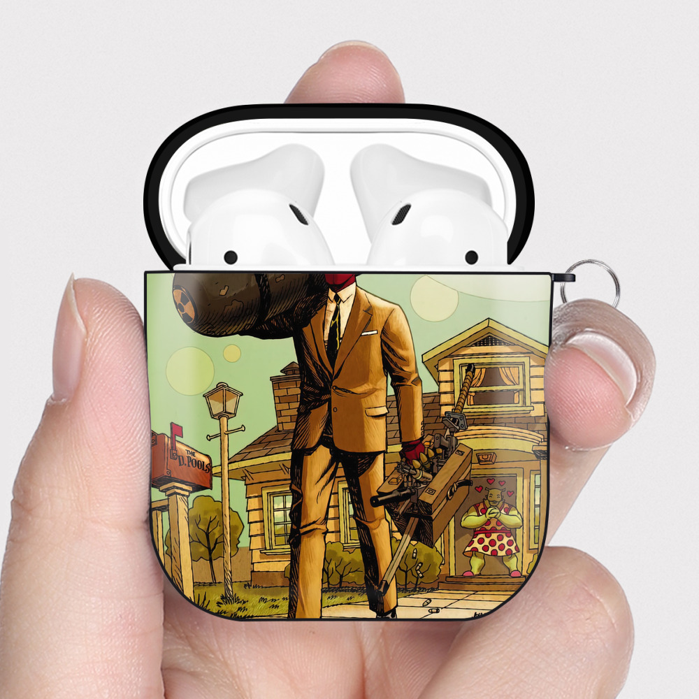 （画像用） Deadpool デッドプール AirPods 第2世代保護ケース ハードシェル ブラック 耐衝撃・防指紋・カラビナ付き