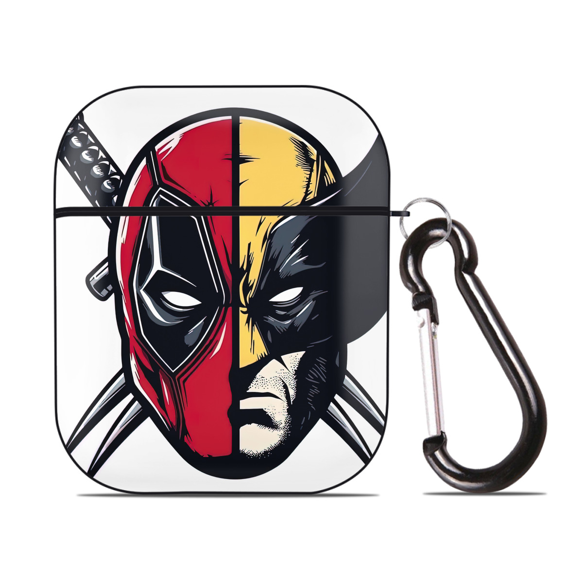 （画像用） Deadpool デッドプール AirPods 第2世代保護ケース ハードシェル ブラック 耐衝撃・防指紋・カラビナ付き