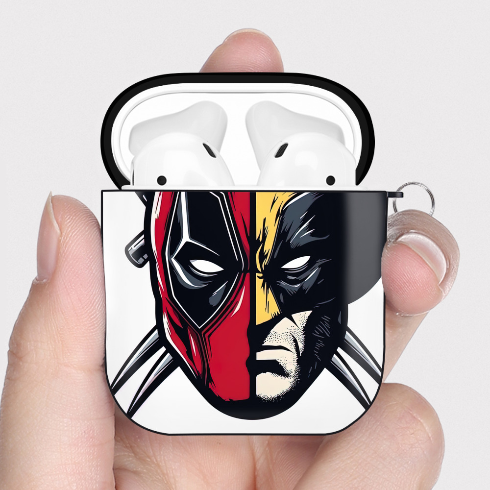 （画像用） Deadpool デッドプール AirPods 第2世代保護ケース ハードシェル ブラック 耐衝撃・防指紋・カラビナ付き