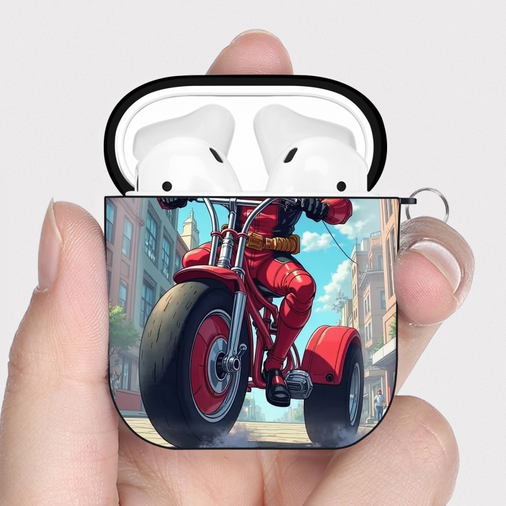 （画像用） Deadpool デッドプール AirPods 第2世代保護ケース ハードシェル ブラック 耐衝撃・防指紋・カラビナ付き