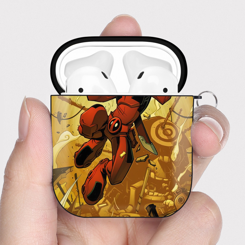 （画像用） Deadpool デッドプール AirPods 第2世代保護ケース ハードシェル ブラック 耐衝撃・防指紋・カラビナ付き