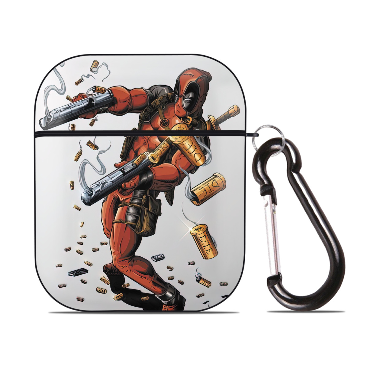 （画像用） Deadpool デッドプール AirPods 第2世代保護ケース ハードシェル ブラック 耐衝撃・防指紋・カラビナ付き