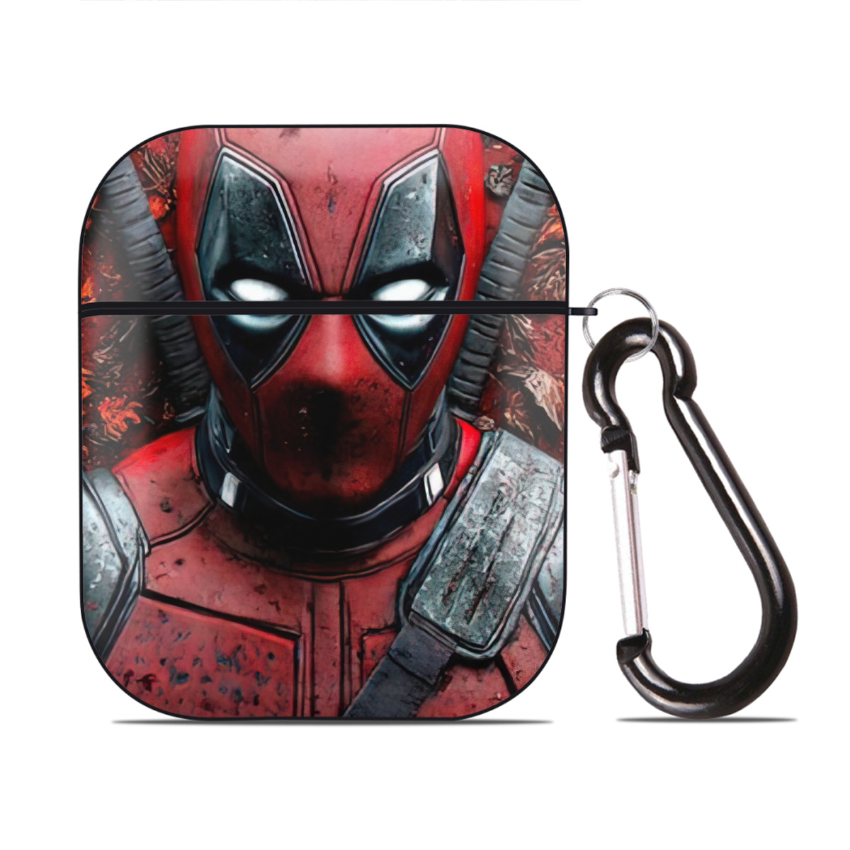 （画像用） Deadpool デッドプール AirPods 第2世代保護ケース ハードシェル ブラック 耐衝撃・防指紋・カラビナ付き