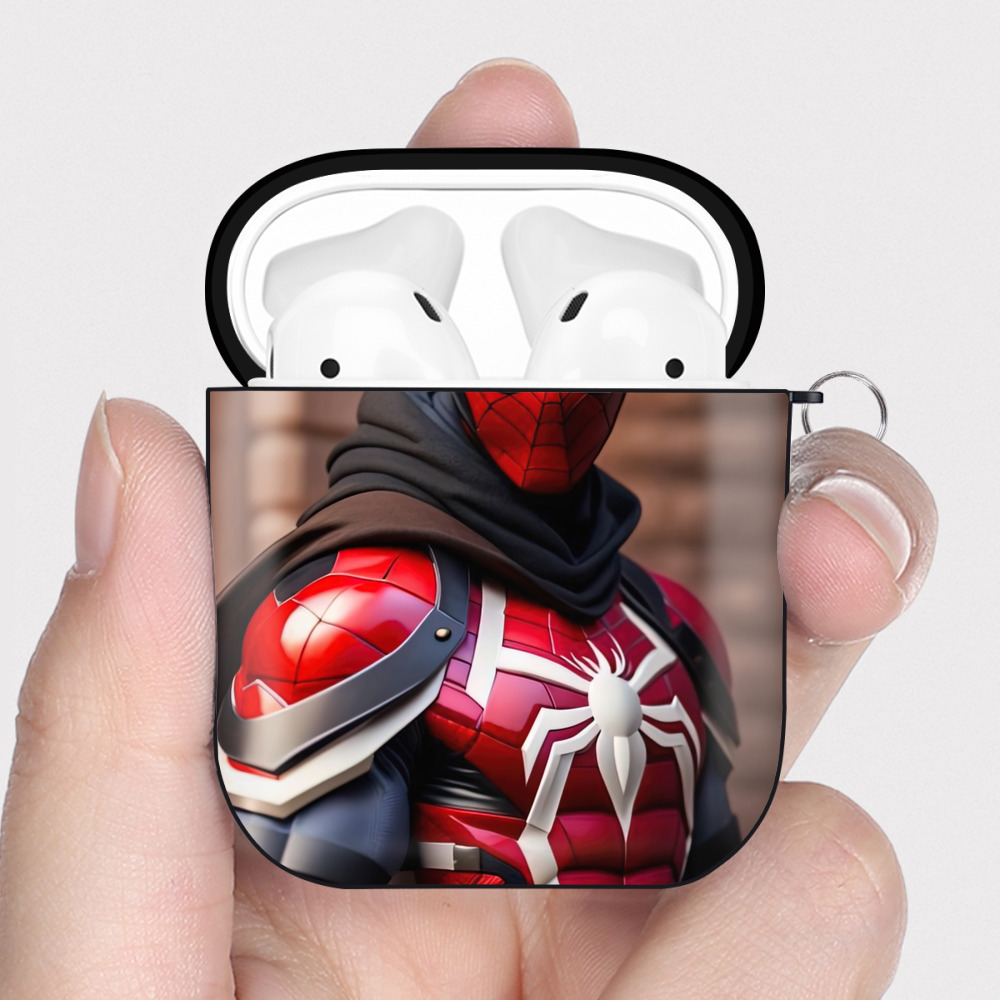 （画像用） Deadpool デッドプール AirPods 第2世代保護ケース ハードシェル ブラック 耐衝撃・防指紋・カラビナ付き