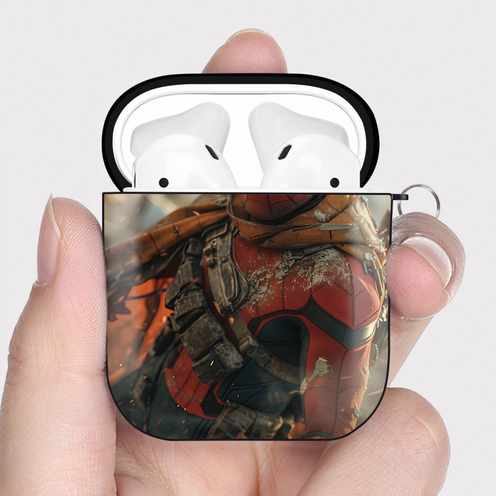 （画像用） Deadpool デッドプール AirPods 第2世代保護ケース ハードシェル ブラック 耐衝撃・防指紋・カラビナ付き