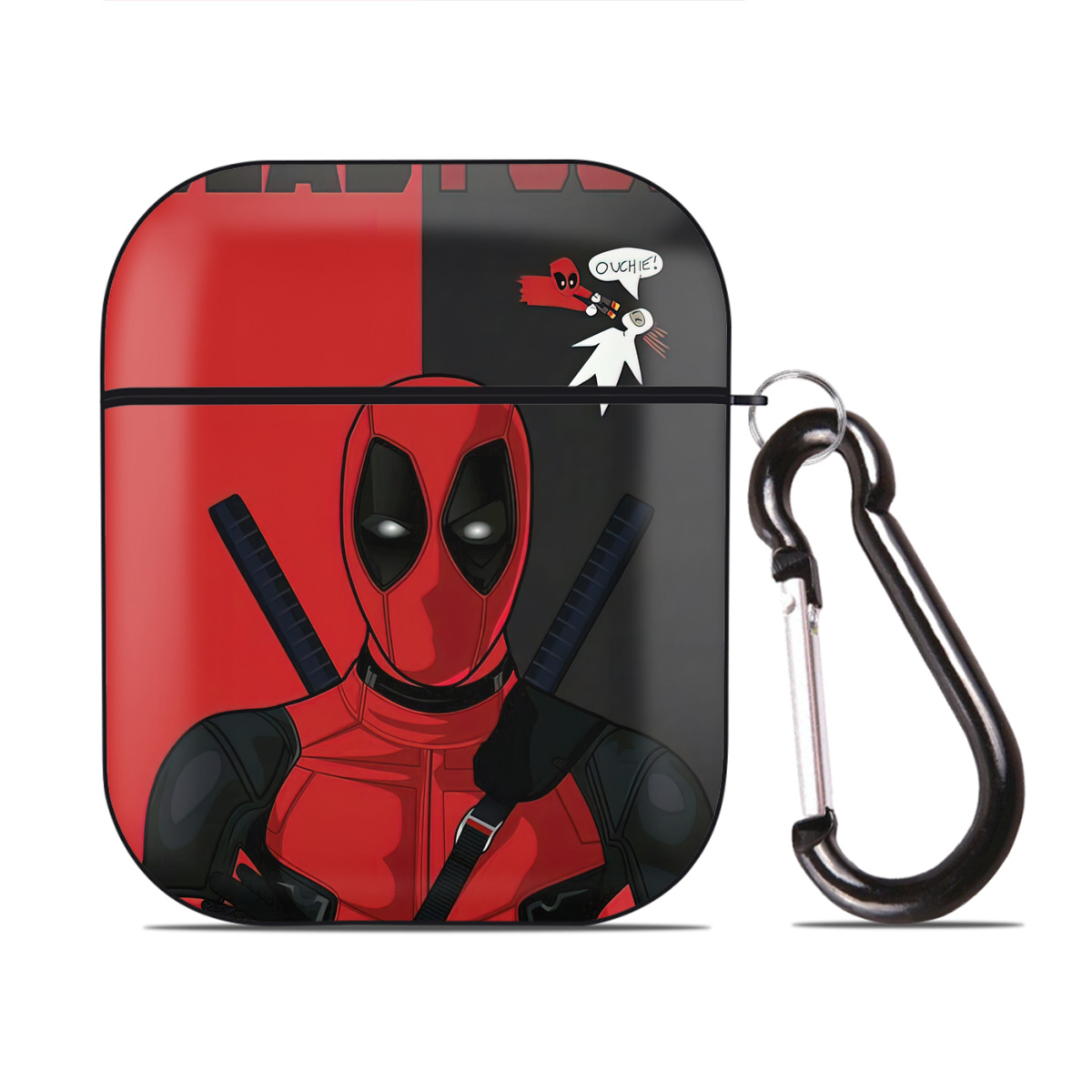 （画像用） Deadpool デッドプール AirPods 第2世代保護ケース ハードシェル ブラック 耐衝撃・防指紋・カラビナ付き