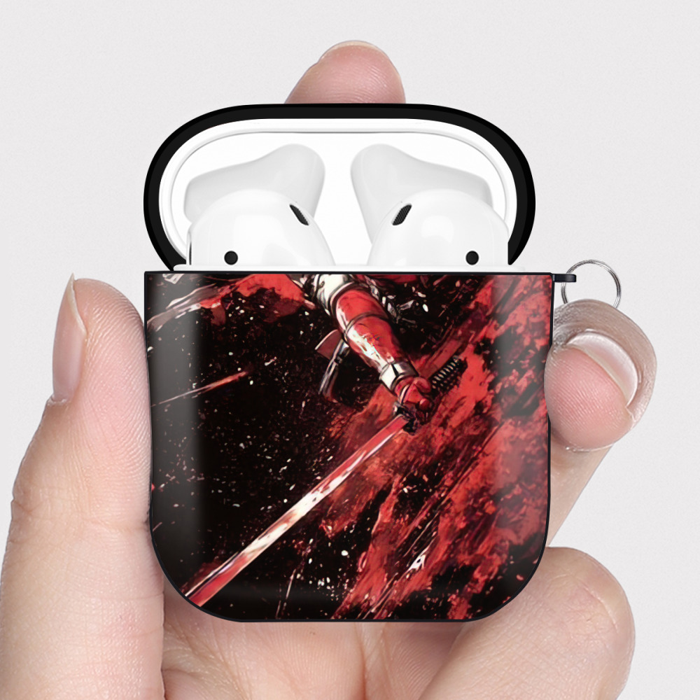 （画像用） Deadpool デッドプール AirPods 第2世代保護ケース ハードシェル ブラック 耐衝撃・防指紋・カラビナ付き