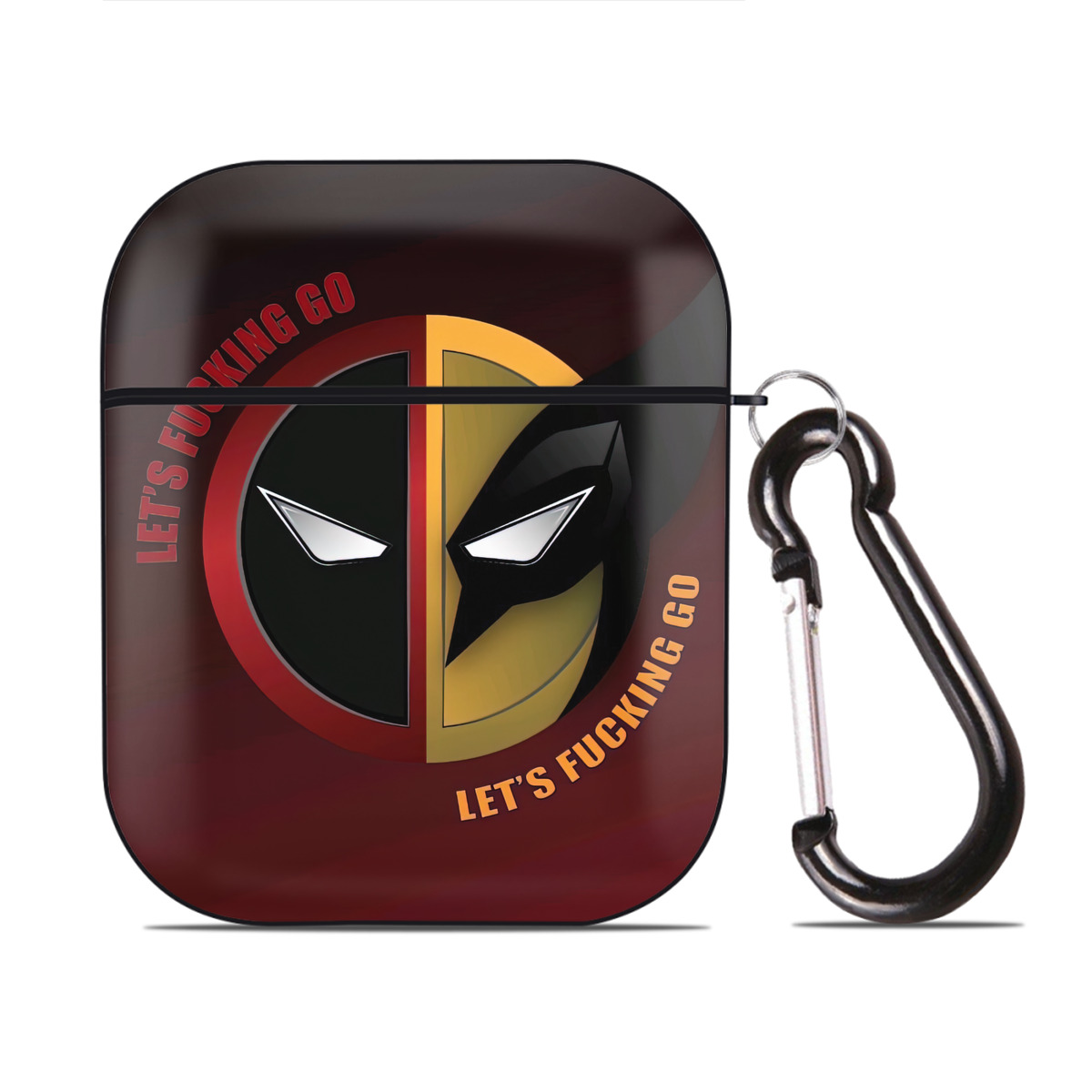 （画像用） Deadpool デッドプール AirPods 第2世代保護ケース ハードシェル ブラック 耐衝撃・防指紋・カラビナ付き