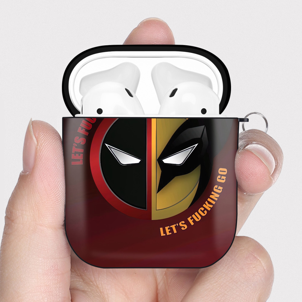 （画像用） Deadpool デッドプール AirPods 第2世代保護ケース ハードシェル ブラック 耐衝撃・防指紋・カラビナ付き