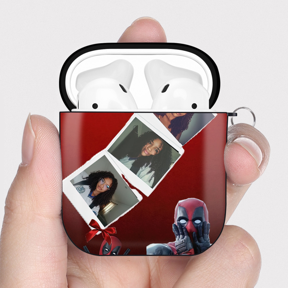 （画像用） Deadpool デッドプール AirPods 第2世代保護ケース ハードシェル ブラック 耐衝撃・防指紋・カラビナ付き