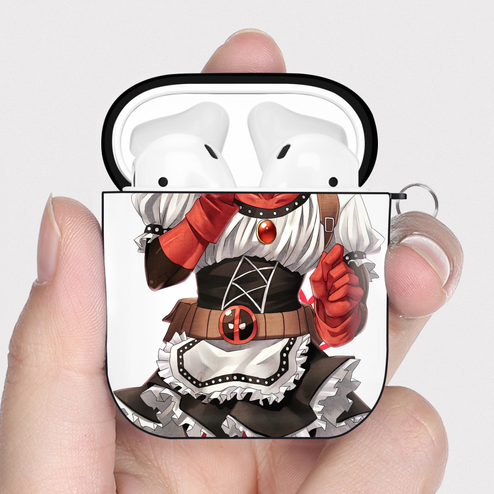 （画像用） Deadpool デッドプール AirPods 第2世代保護ケース ハードシェル ブラック 耐衝撃・防指紋・カラビナ付き