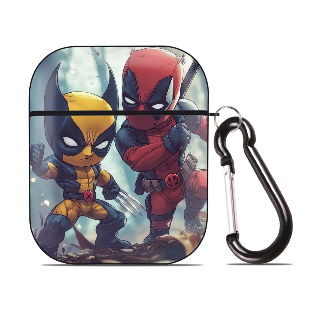 （画像用） Deadpool デッドプール AirPods 第2世代保護ケース ハードシェル ブラック 耐衝撃・防指紋・カラビナ付き