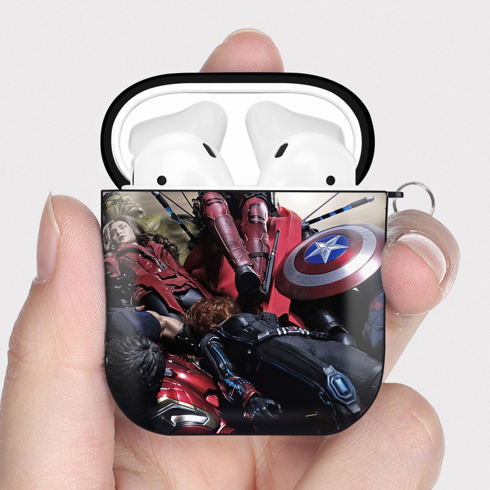 （画像用） Deadpool デッドプール AirPods 第2世代保護ケース ハードシェル ブラック 耐衝撃・防指紋・カラビナ付き