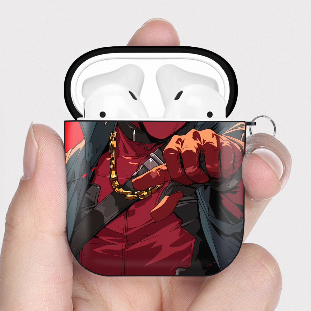 （画像用） Deadpool デッドプール AirPods 第2世代保護ケース ハードシェル ブラック 耐衝撃・防指紋・カラビナ付き