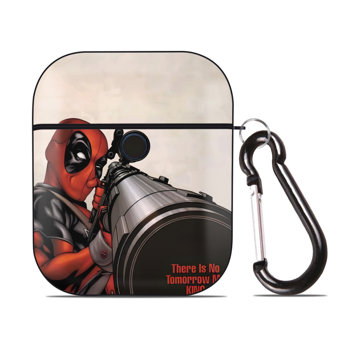 （画像用） Deadpool デッドプール AirPods 第2世代保護ケース ハードシェル ブラック 耐衝撃・防指紋・カラビナ付き